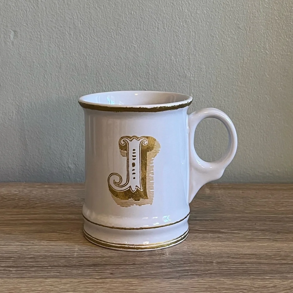 Williams Sonoma Gold Monogram Mug “J”